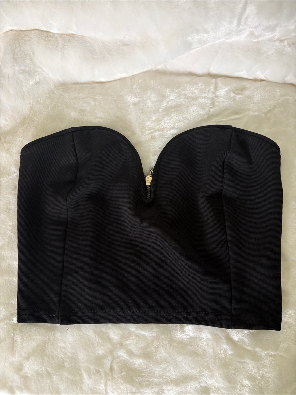 Black Strapless Bustier Crop Top